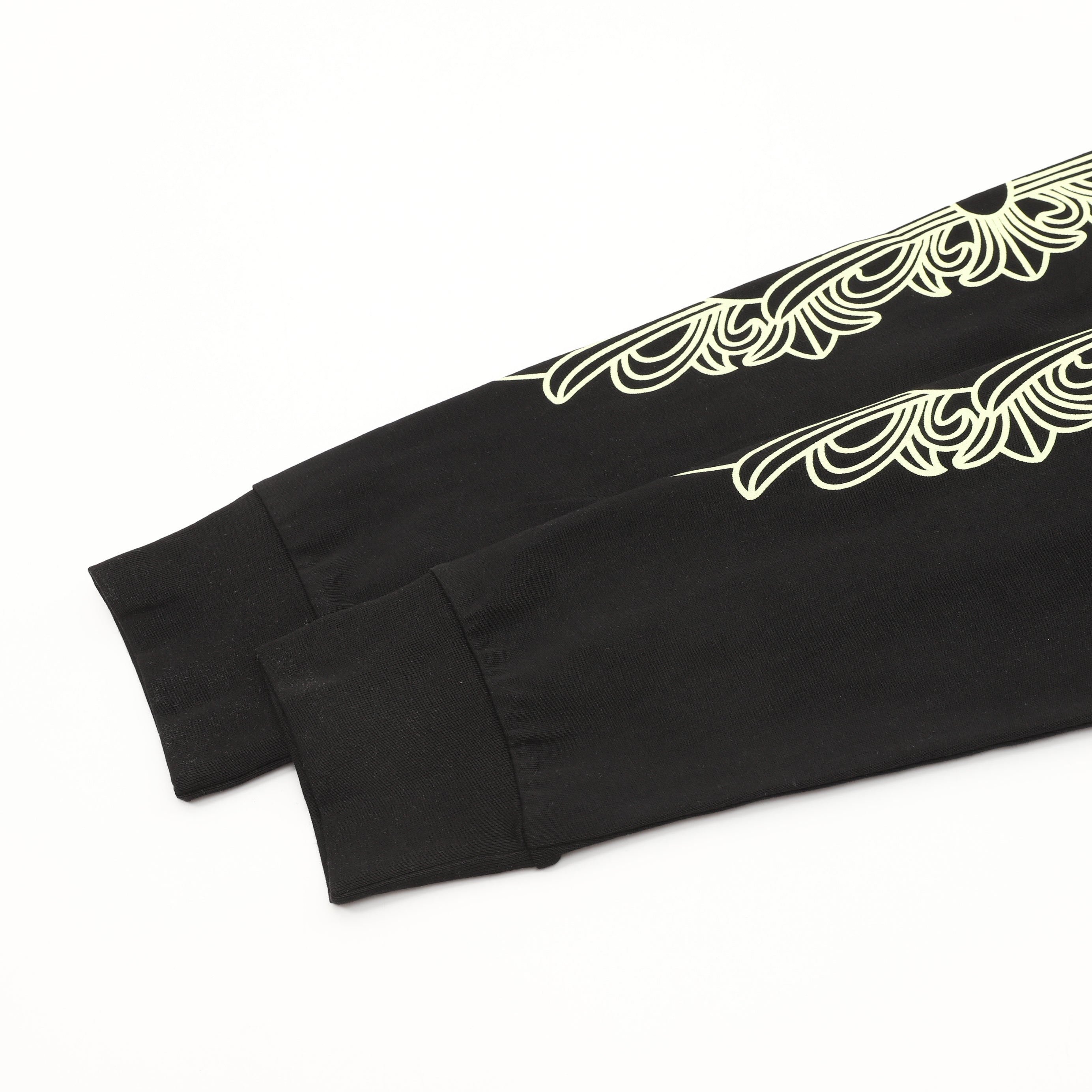 Chrome Hearts Horseshoe Logo Pocket Long-Sleeve Tee — Black, Cream Print