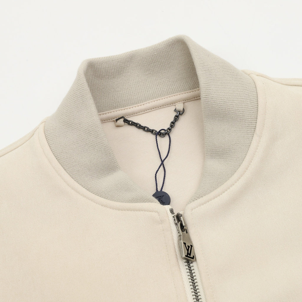 Louis Vuitton Men's Cream Embroidered Logo Bomber Jacket