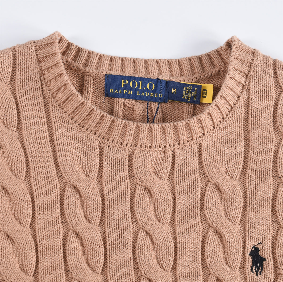 Polo Ralph Lauren Women's Men's Camel Cable Knit Crewneck Sweater
