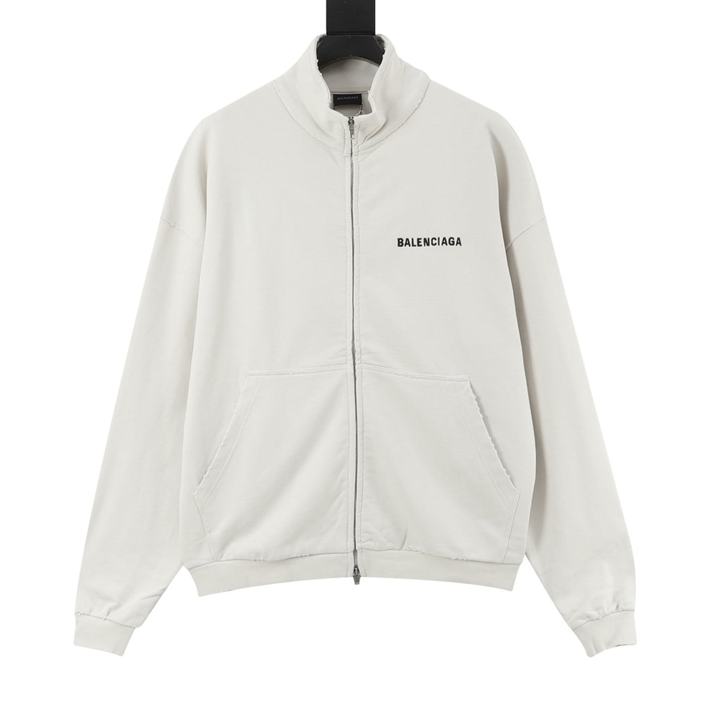 Balenciaga Women's & Men's Off-White Logo Stand-Collar Zip Sweatshirt
