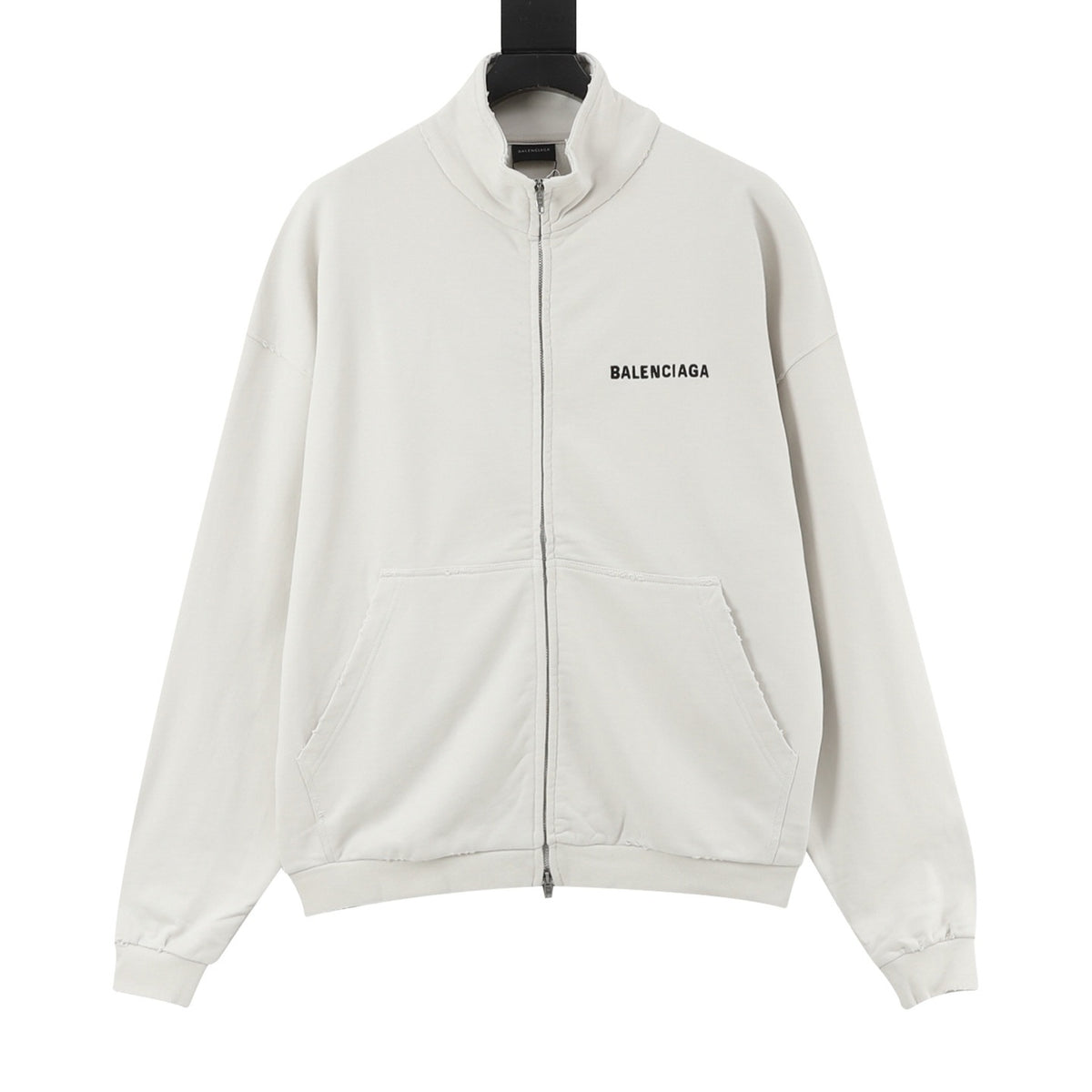 Balenciaga Women's & Men's Off-White Logo Stand-Collar Zip Sweatshirt