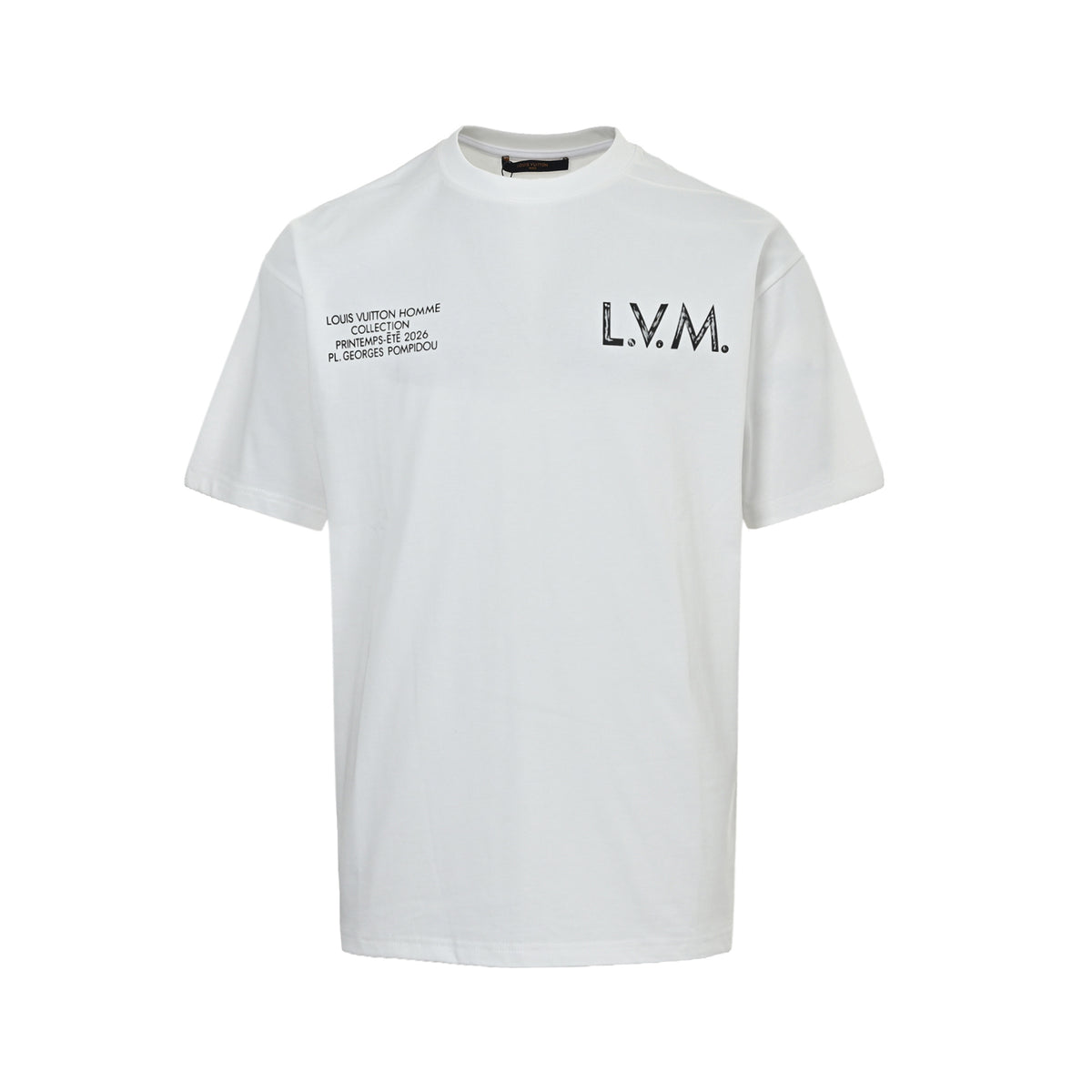 Louis Vuitton LVM Show Text Print Short-Sleeve T-Shirt in White