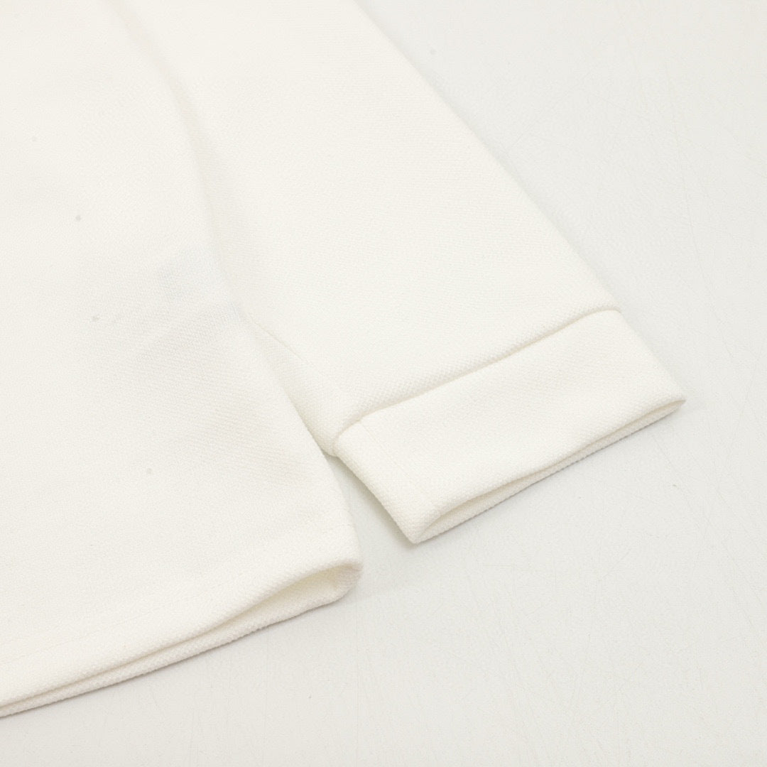 CH Long-Sleeve Polo Shirt with Cross Embroidery and Contrasting Collar