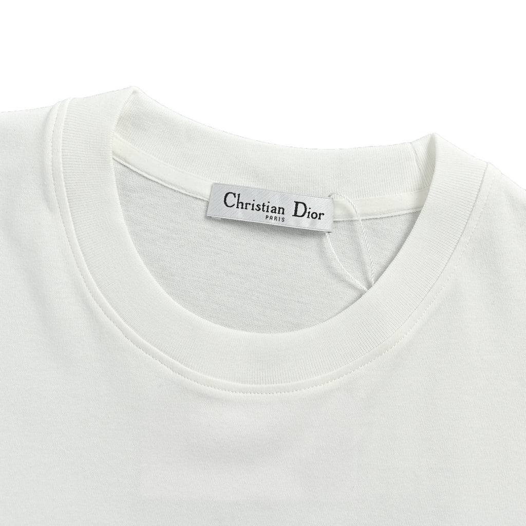 Dior Multicolor Crest Logo Short-Sleeve T-Shirt in White