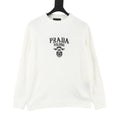 Prada Women's Men's White Logo Graphic Crewneck Sweater