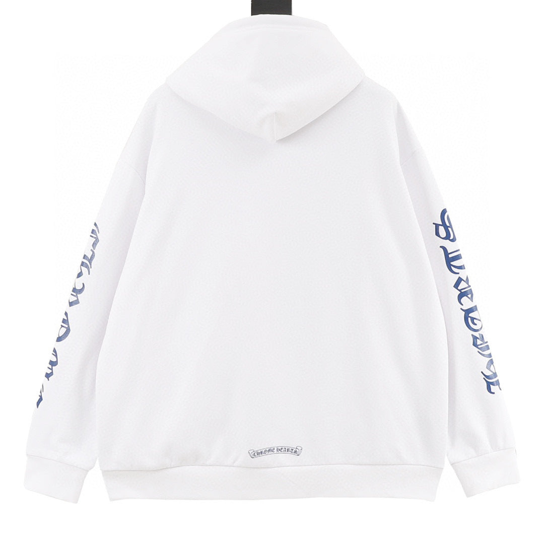 CH Blue Lettering Print Zip-Up Hoodie