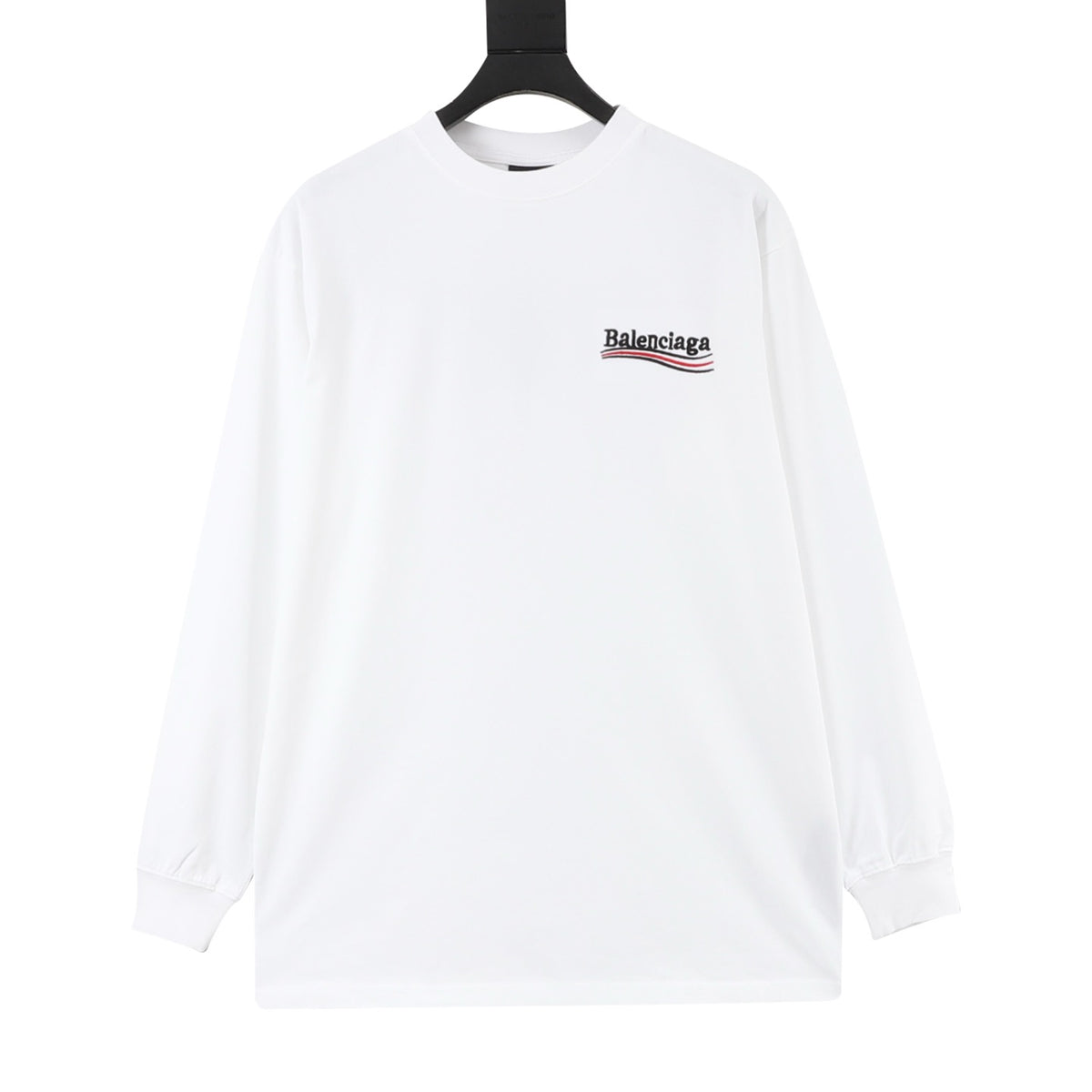 Balenciaga Women's Men's White Wave Logo Long-Sleeve T-Shirt