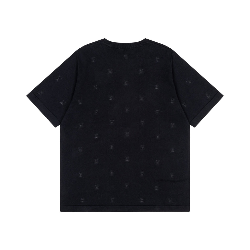 Louis Vuitton All-Over Embossed LV Knit Short-Sleeve T-Shirt in Black