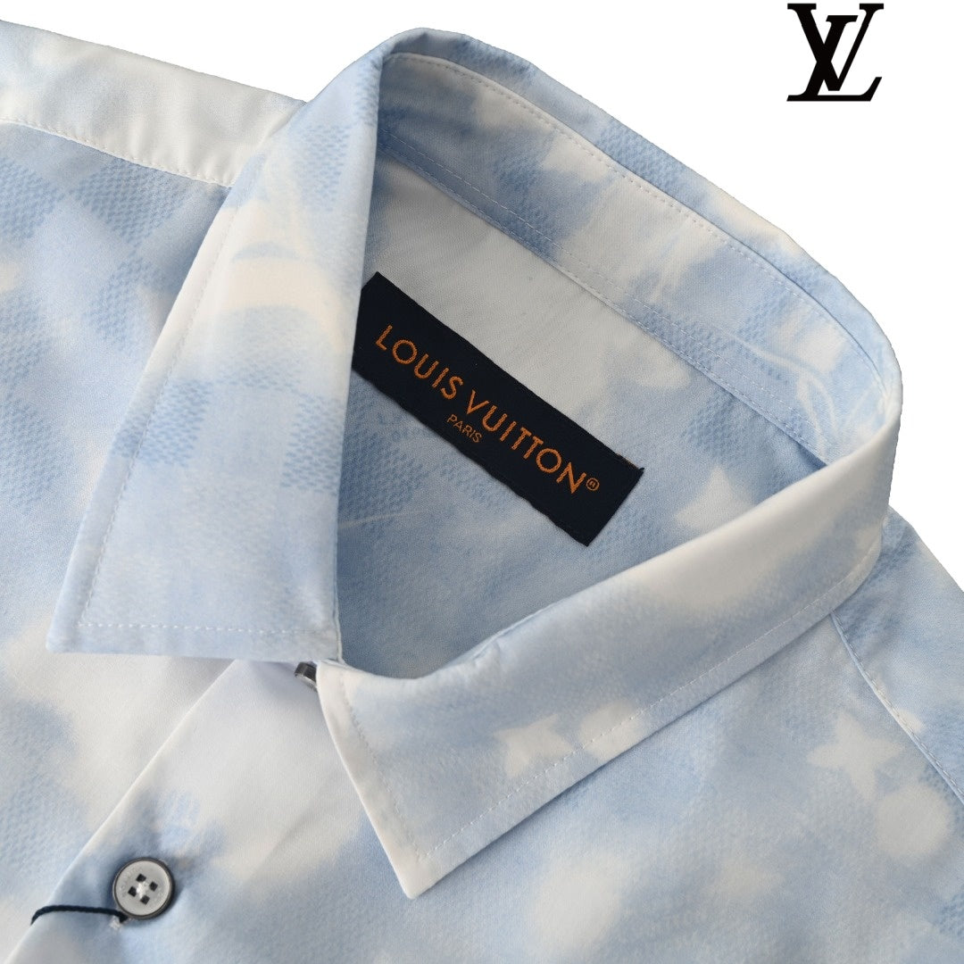 Louis Vuitton Men's Blue Tie-Dye Short Sleeve Shirt