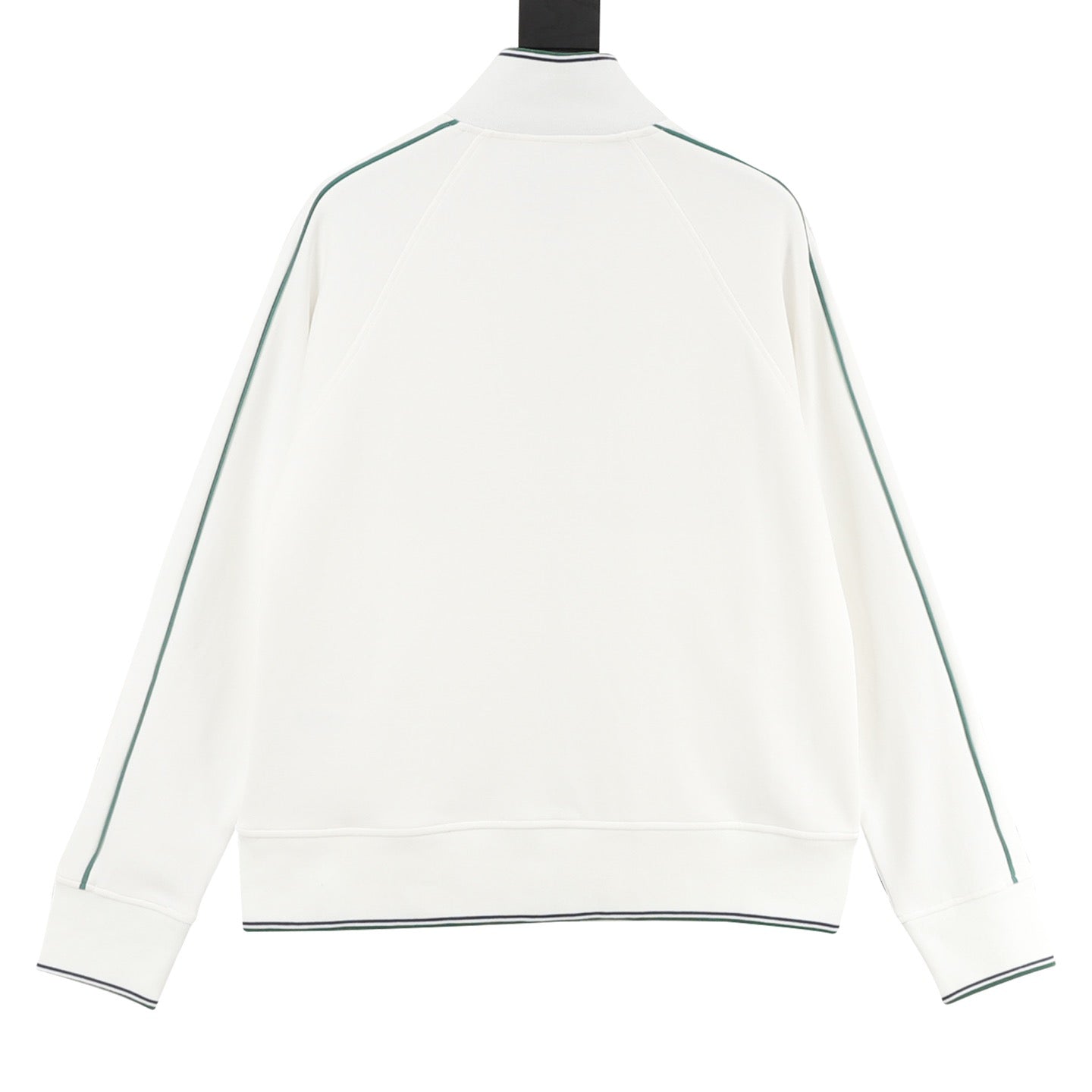 Burberry Equestrian Knight Argyle Knit Collar Zip Track Jacket | White Green Trim Luxury Outerwear
