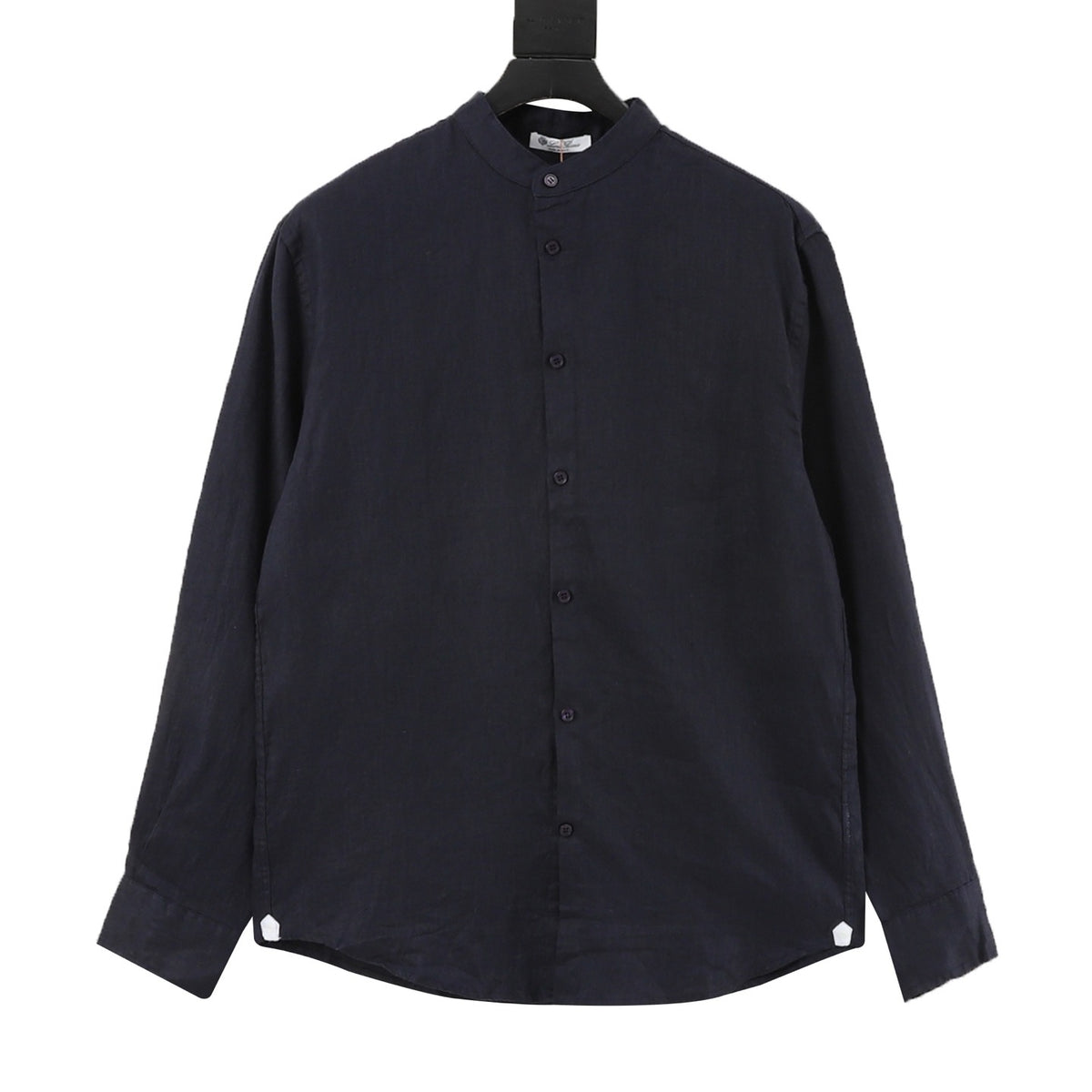 Loro Piana Women's Men's Navy Mandarin-Collar Linen Shirt