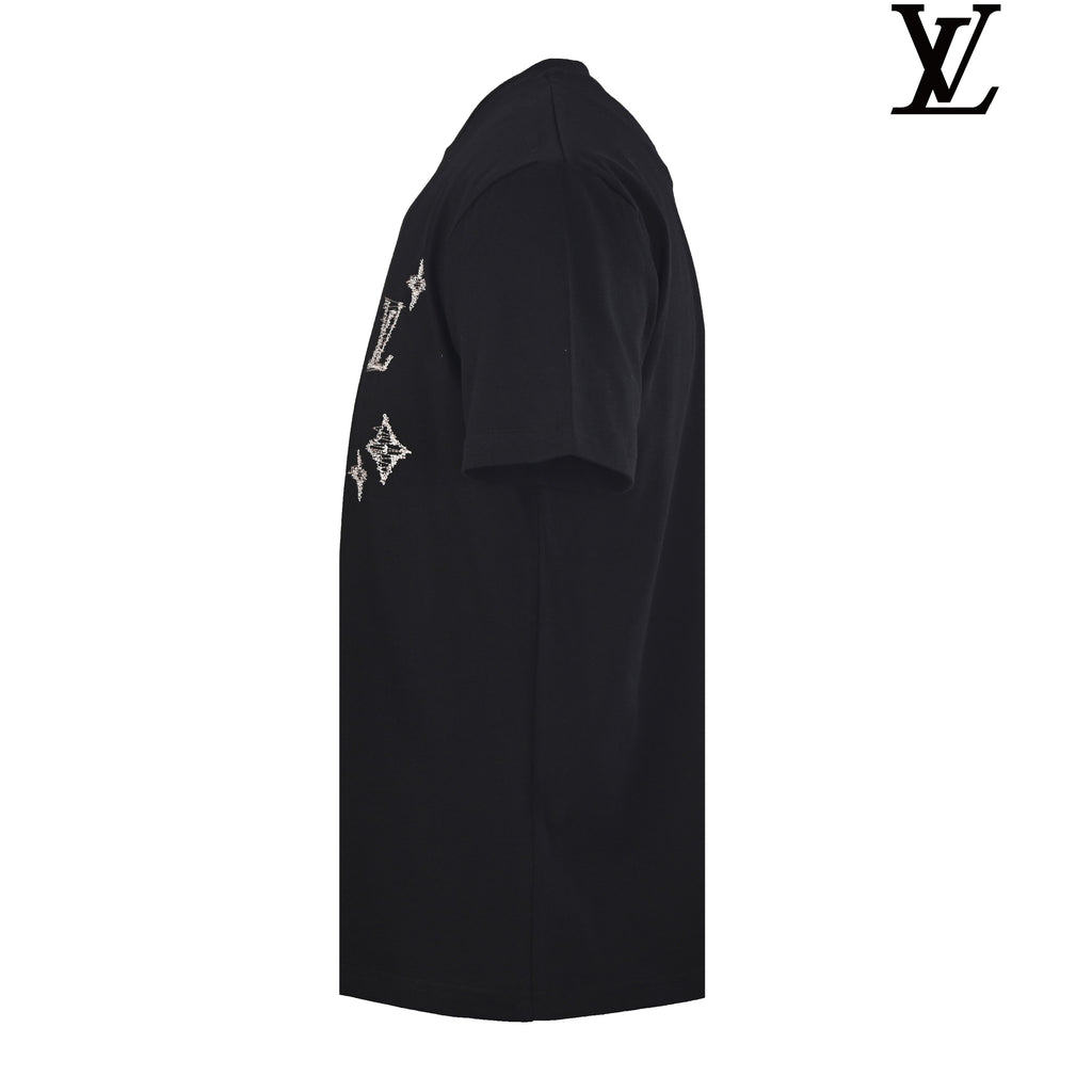 Louis Vuitton Men's Black Stitched Monogram T-Shirt