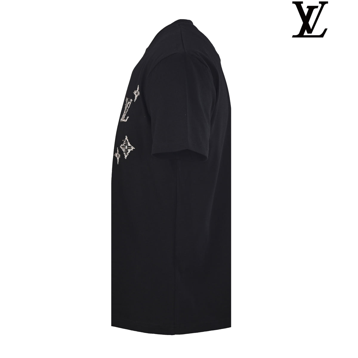 Louis Vuitton Men's Black Stitched Monogram T-Shirt