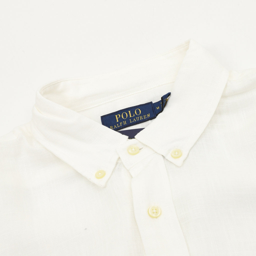 Ralph Lauren Women's Men's White Pony Logo Long-Sleeve Linen Shirt