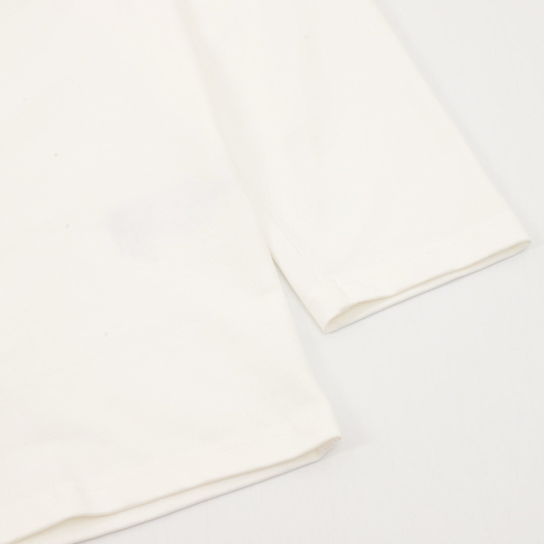 Prada Triangle Logo Zip Chest Pocket Long-Sleeve Top — Ivory