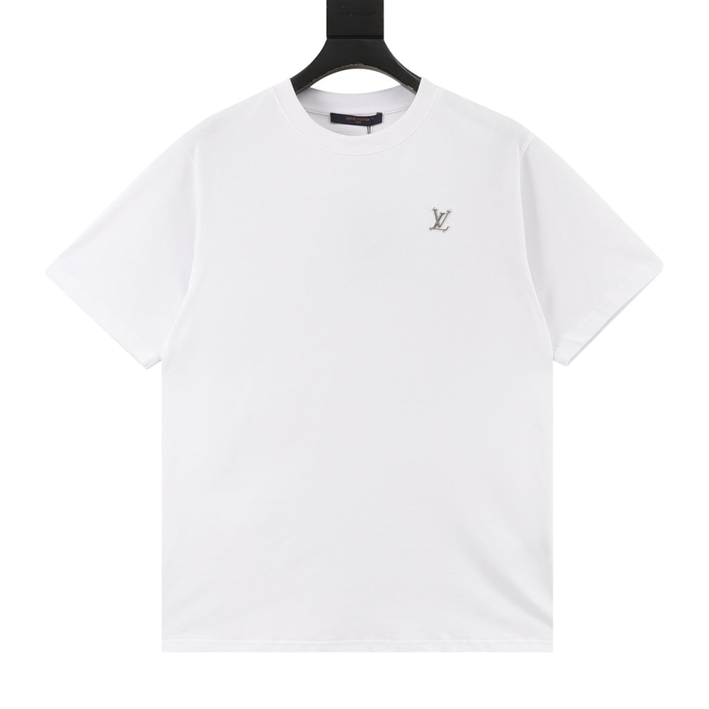 Louis Vuitton Metal LV Logo Short-Sleeve T-Shirt in White