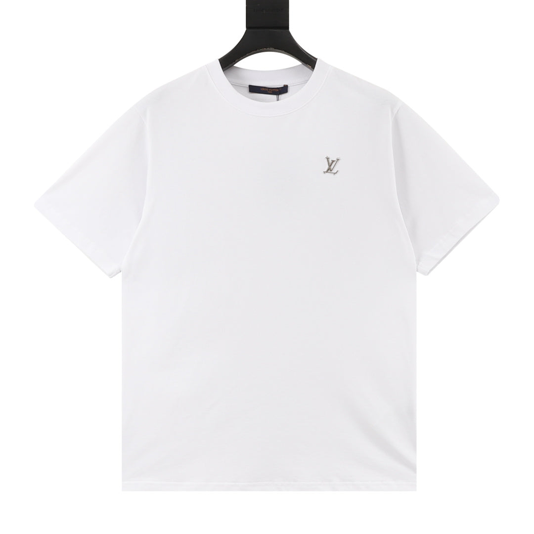 Louis Vuitton Metal LV Logo Short-Sleeve T-Shirt in White