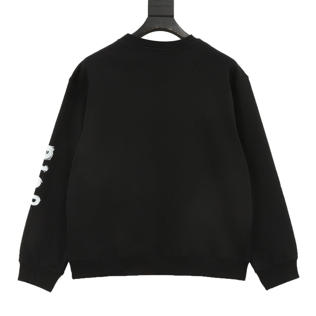 Dior Women's Men's Black Graffiti Logo Crewneck Sweatshirt