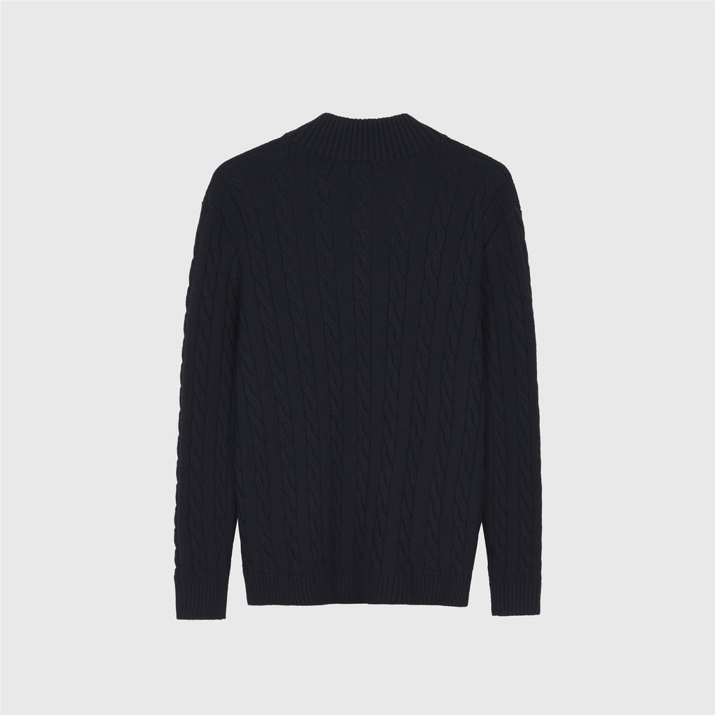 Polo Ralph Lauren Women's & Men's Black Cable-Knit Half-Zip Sweater
