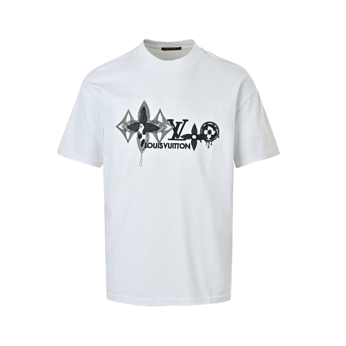 Louis Vuitton Drip-Effect Monogram Print Short-Sleeve T-Shirt in White