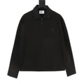 AMI Paris Long-Sleeve Polo Shirt — Tonal Heart Logo, Black | FW25