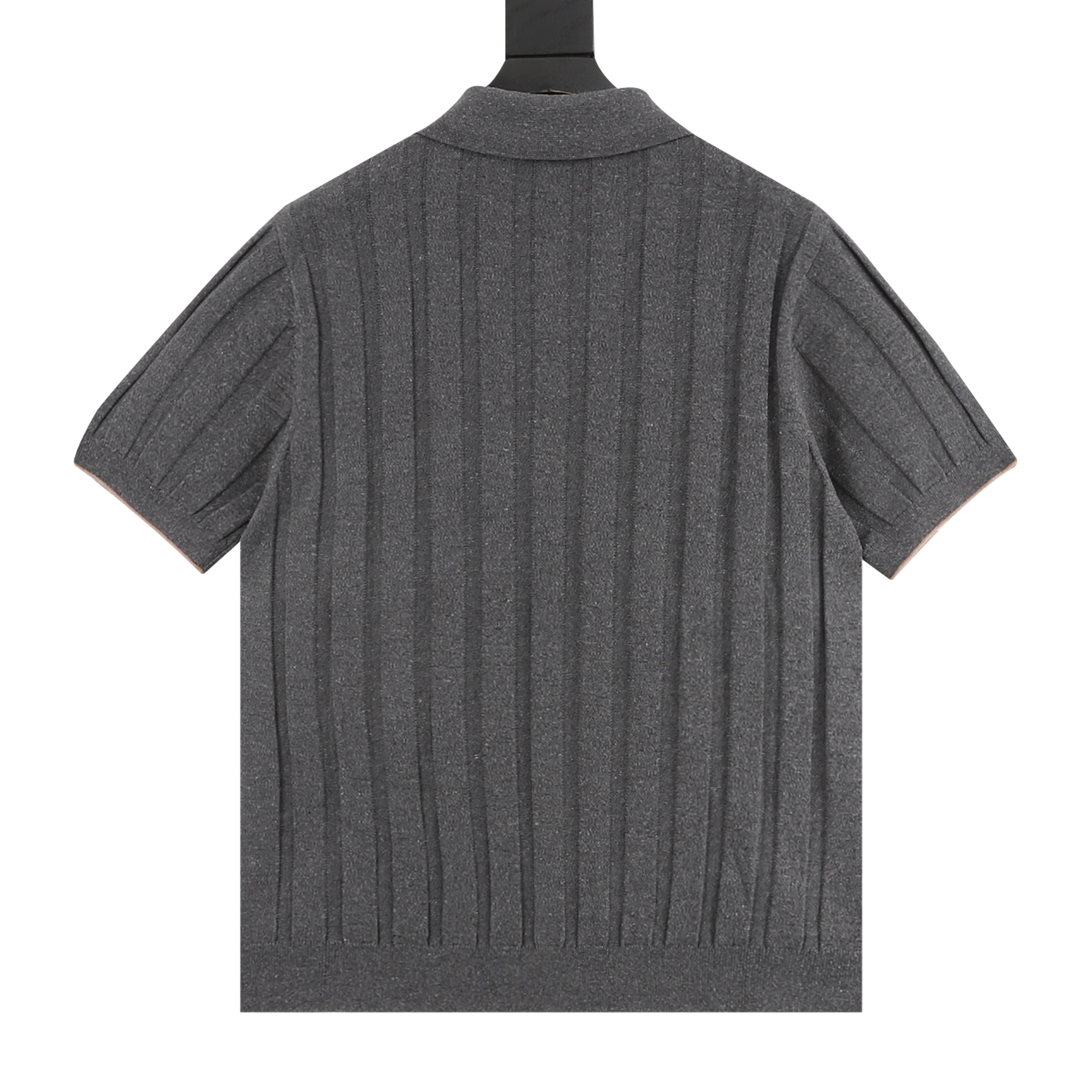 Brunello Cucinelli Two-Tone Vertical Stripe Rib Knit Short-Sleeve Cardigan