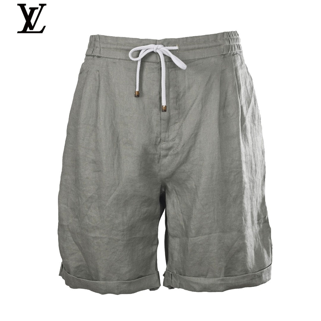 Louis Vuitton Men's Sage Green Linen Drawstring Shorts