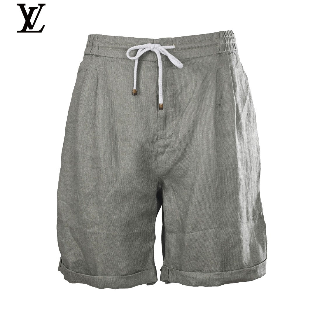 Louis Vuitton Men's Sage Green Linen Drawstring Shorts