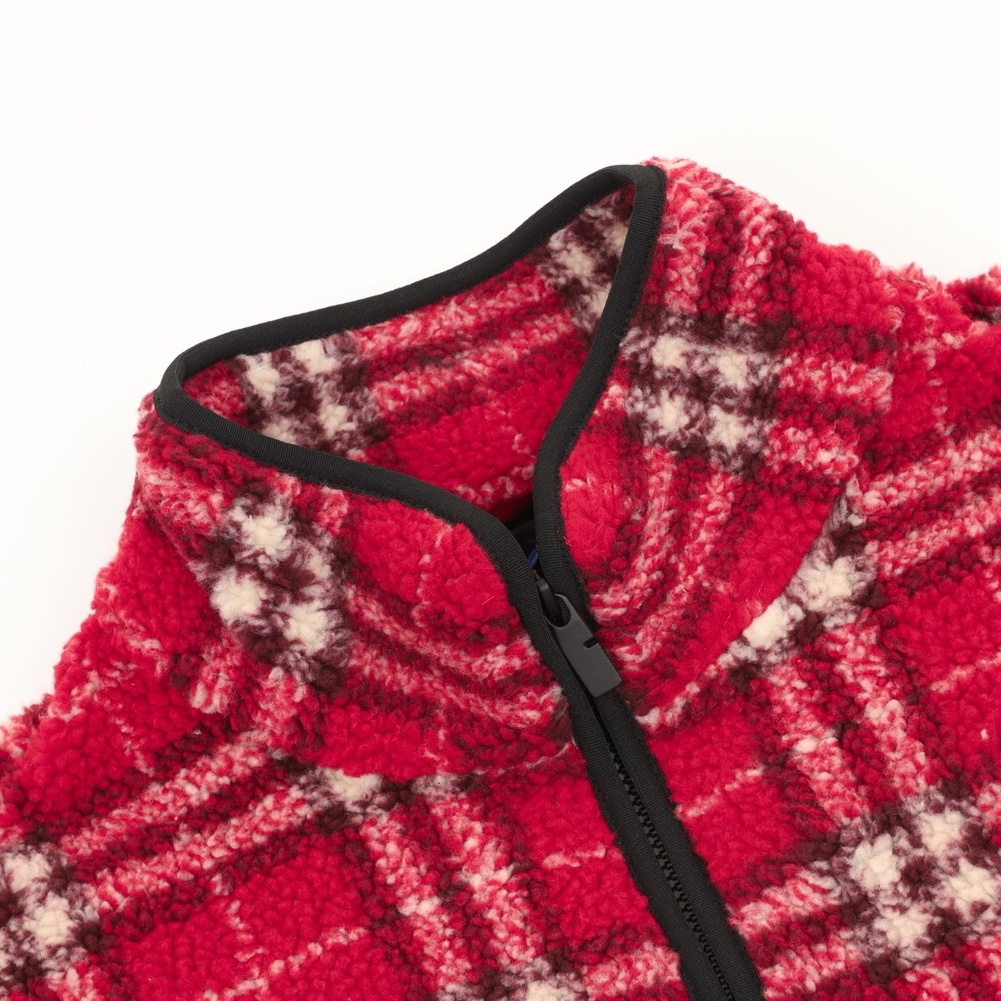 Burberry Red Check Wool-Blend Teddy Jacket