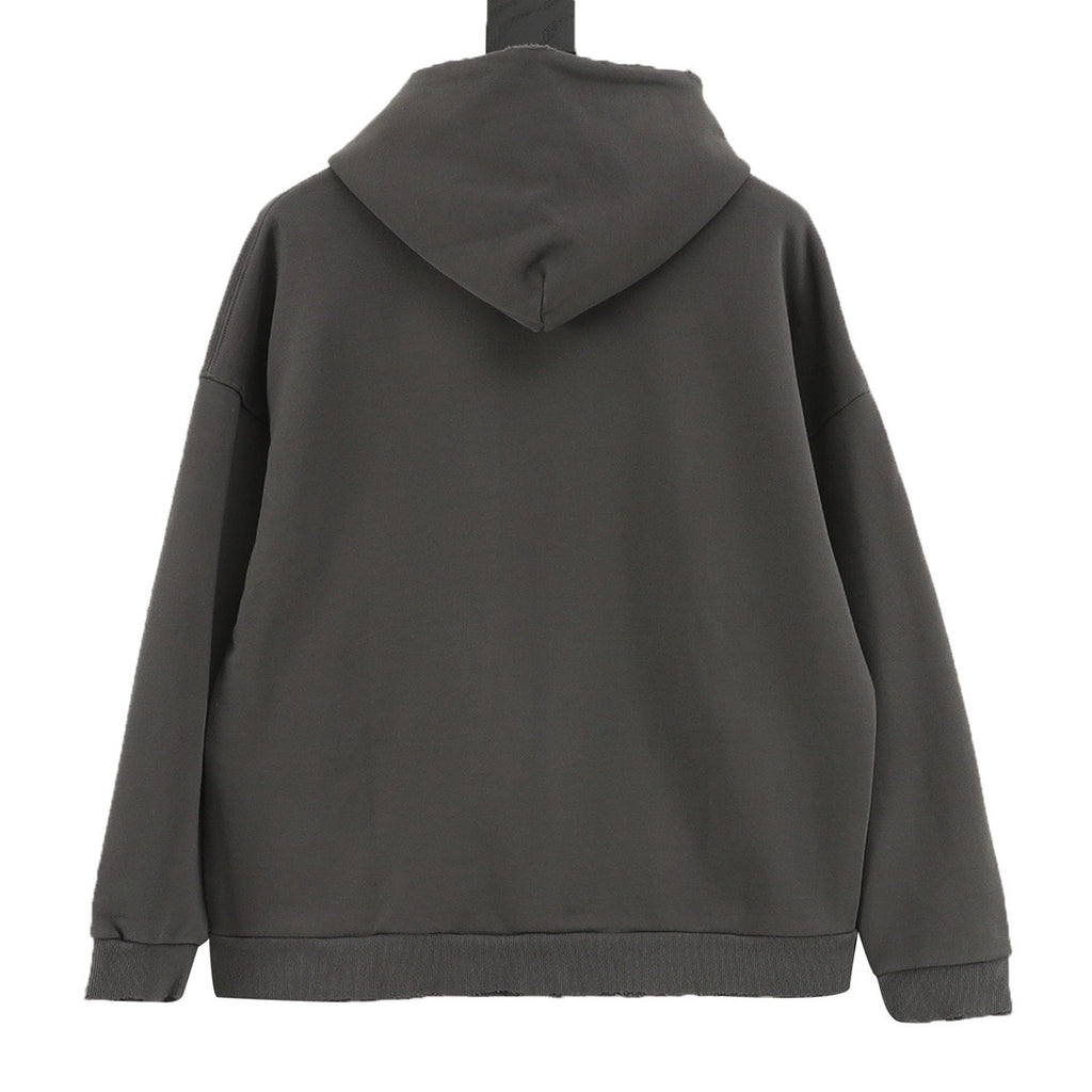 Balenciaga Women's Men's Dark Grey Logo Zip-Up Hoodie