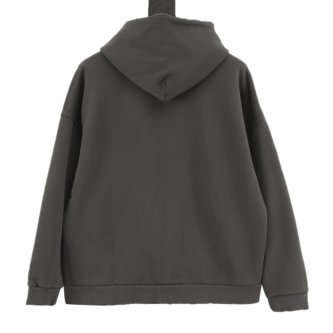 Balenciaga Women's Men's Dark Grey Logo Zip-Up Hoodie