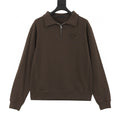 Prada Tonal Triangle Logo Padlock Zip Polo Collar Cotton Sweatshirt