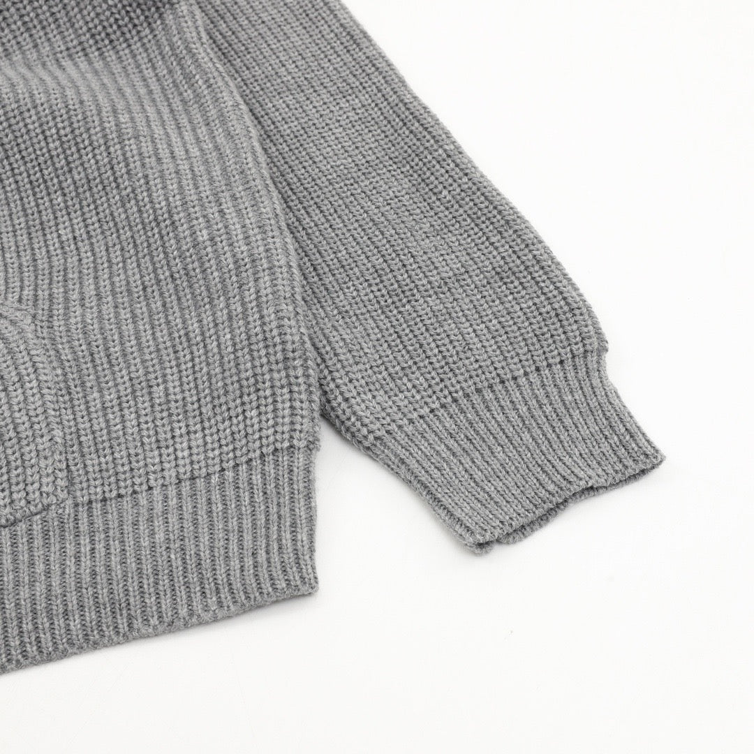 Celine Women's Men's Grey Triomphe Logo Knit Hoodie