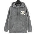 Celine Women's Men's Grey Triomphe Logo Knit Hoodie
