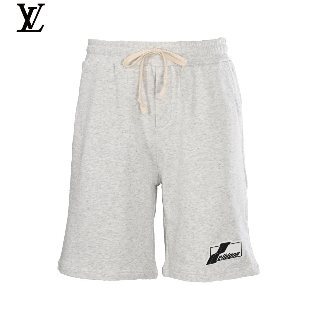 Welldone Light Grey Logo Print Sweat Shorts