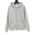Burberry Women's & Men's Heather Grey Side Check Panel Zip-Up Hoodie