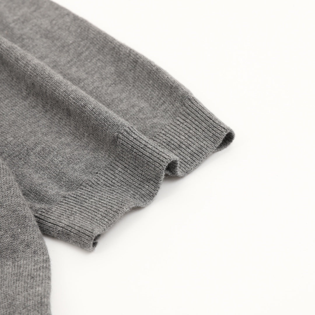 Dior Christian Dior Embroidered Short-Sleeve Knit Polo in Grey