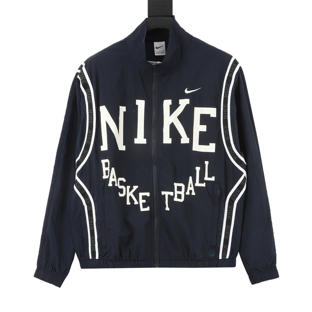 Nike Women's Men's Navy Logo Tape Stand-Collar Windbreaker Jacket