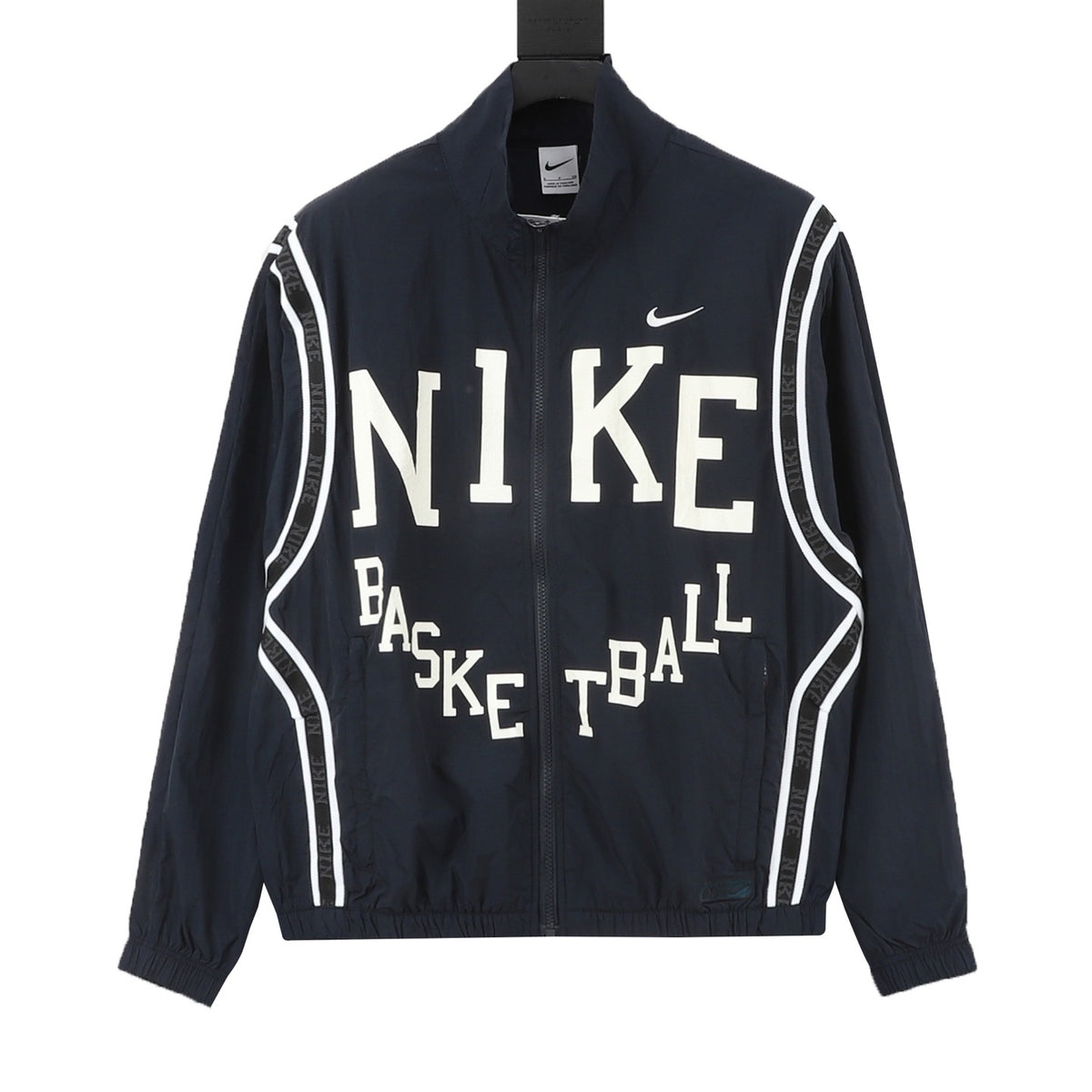 Nike Women's Men's Navy Logo Tape Stand-Collar Windbreaker Jacket