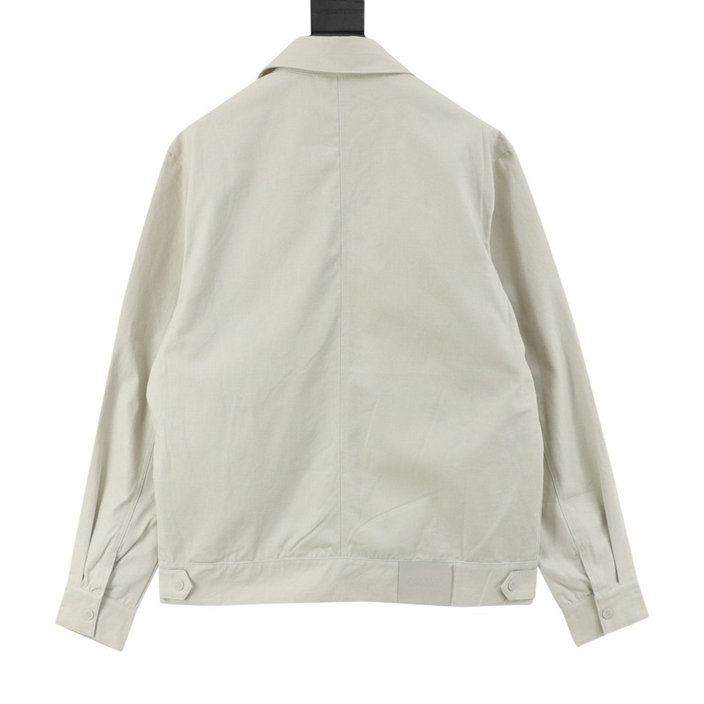 LOEWE Women's & Men's Light Beige Anagram Logo Collared Zip-Up Jacket