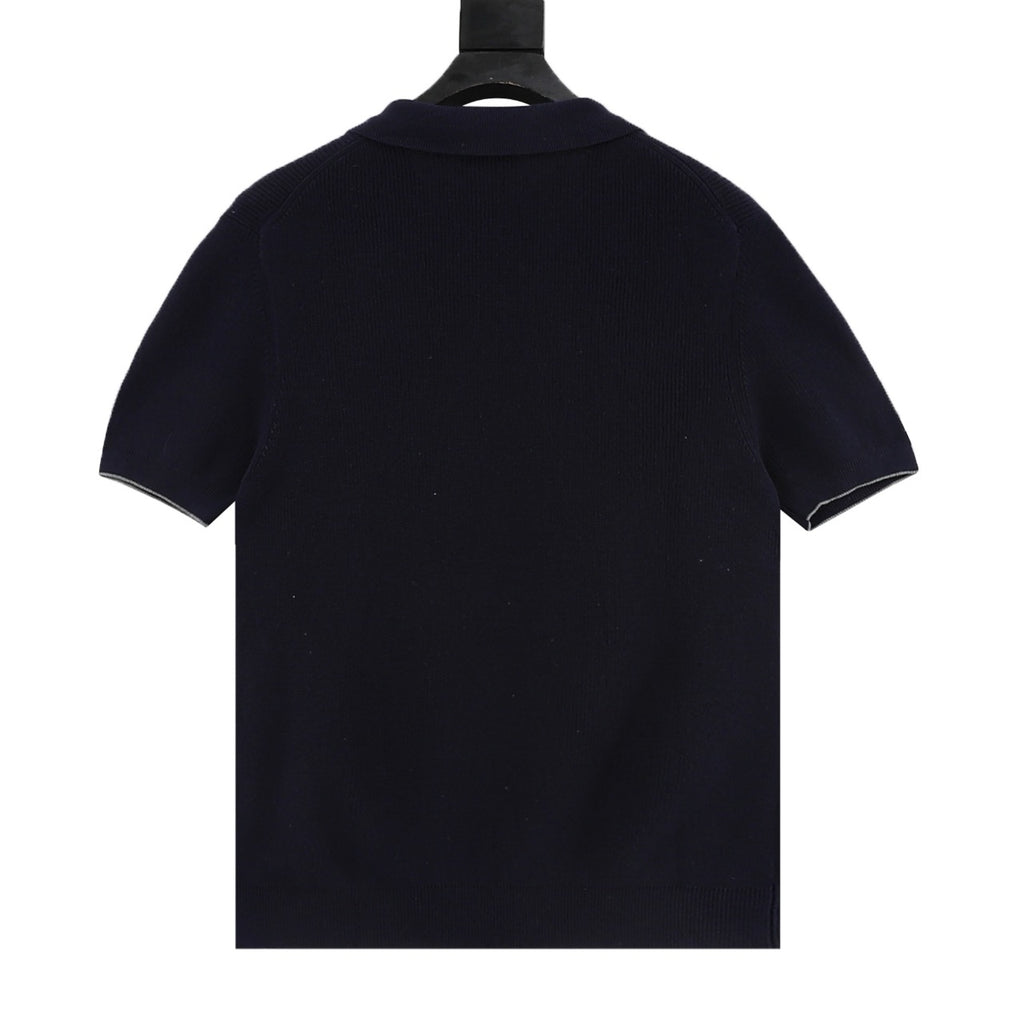 Brunello Cucinelli BC Seagull Collar Knit Short-Sleeve Polo