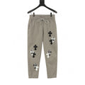 CH Trousers with Side Leather-Patch Cross Appliqué and Embroidery
