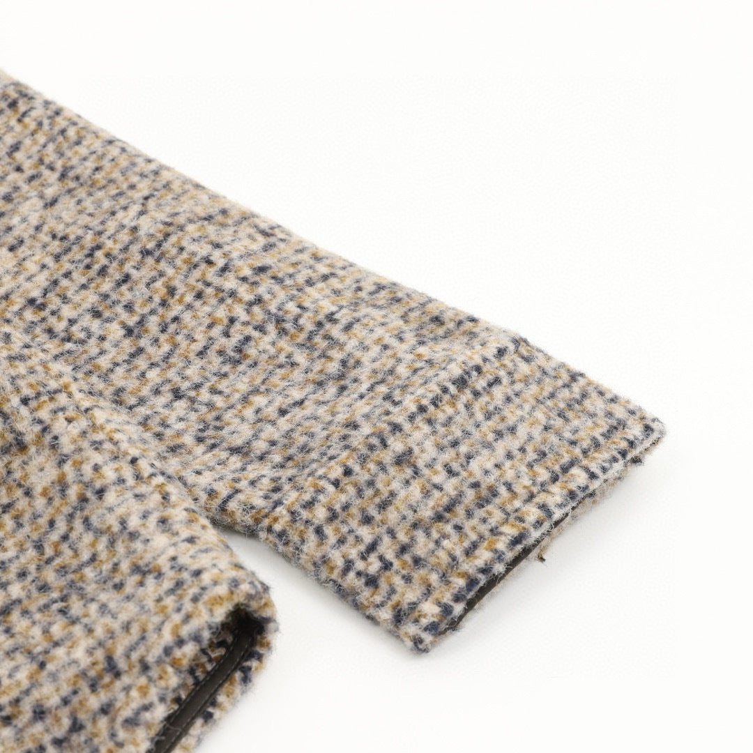Loewe Leather Label Tweed Wool Blend Overshirt Jacket