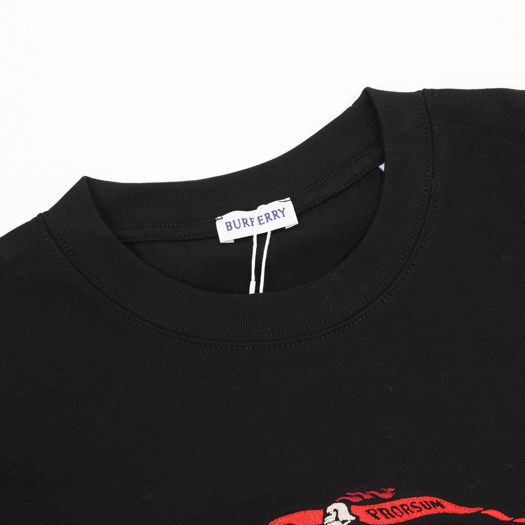Burberry Women's & Men's Black Multicolor Equestrian Knight Long-Sleeve T-Shirt