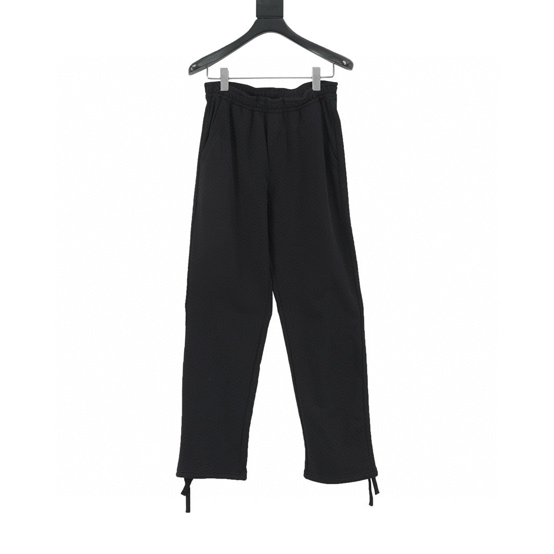 Prada Tonal Logo Label Hem Drawstring Straight Leg Cotton Trousers