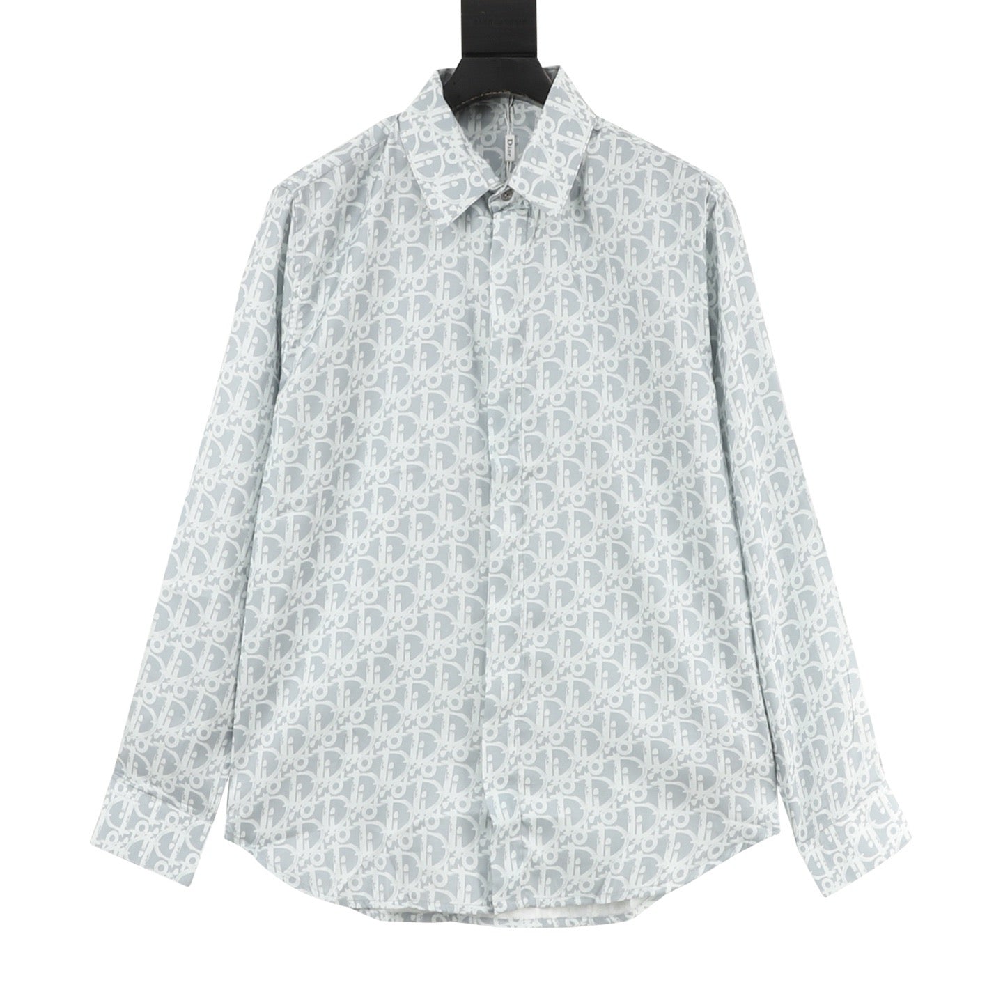 Dior Oblique Monogram All-Over Satin Shirt | Light Blue Jacquard Luxury Long Sleeve