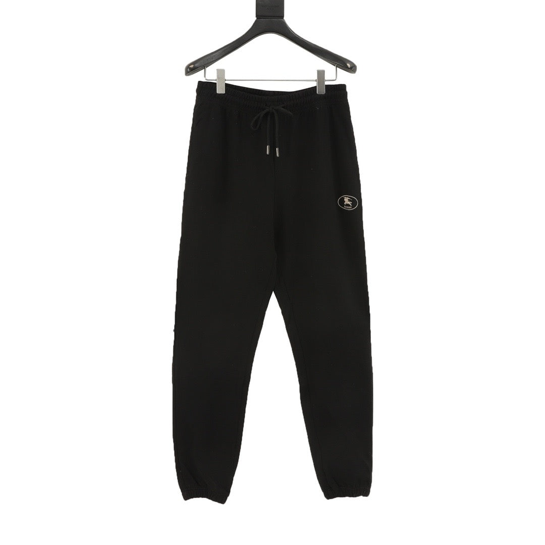 Burberry Women's & Men's Black Embroidered Logo Drawstring Sweatpants