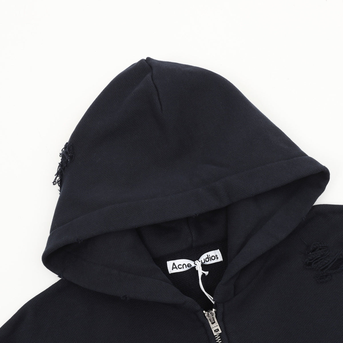 Acne Studios Women's Men's Dark Navy Distressed Zip-Up Hoodie