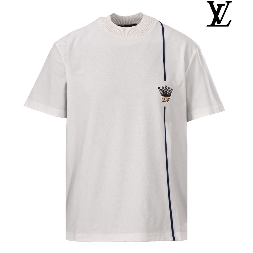 Louis Vuitton Men's White T-Shirt with Crown Patch