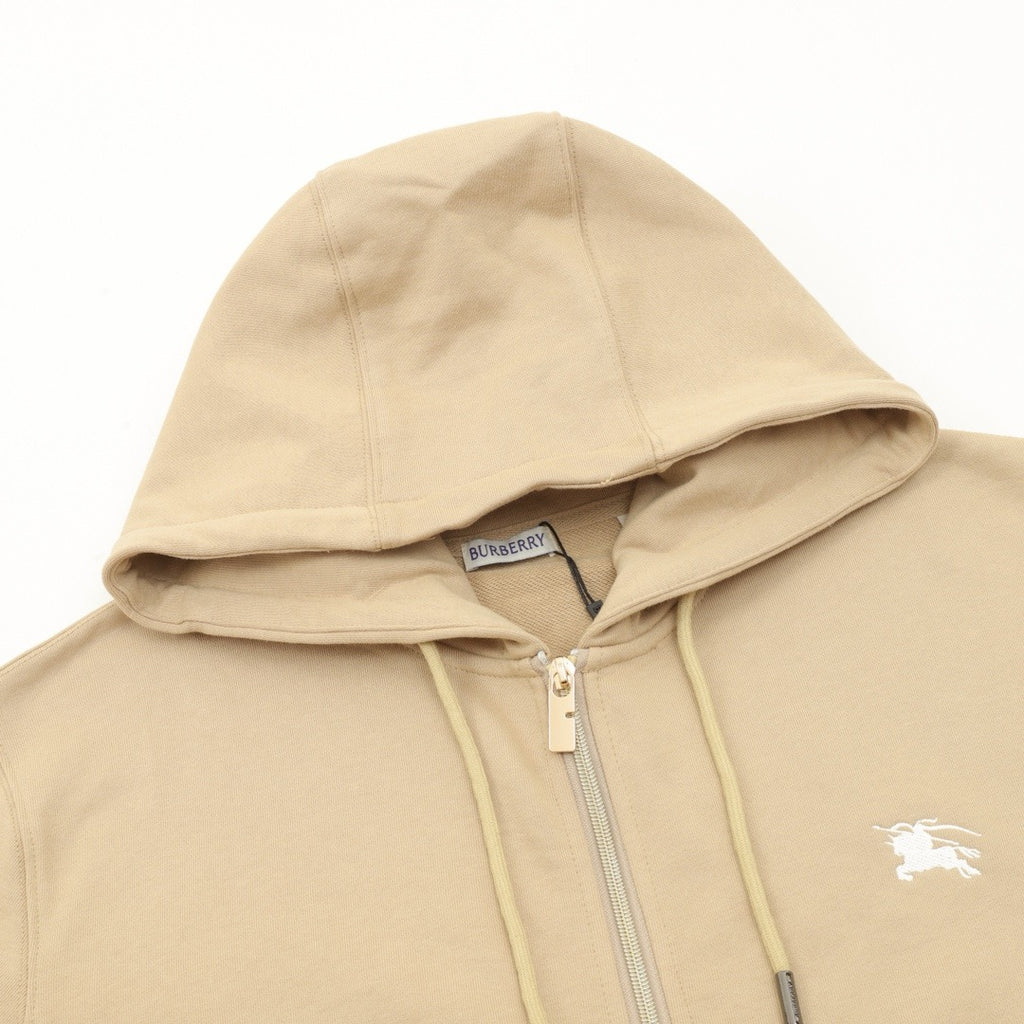Burberry Women's & Men's Beige Equestrian Knight Logo Zip-Up Hoodie